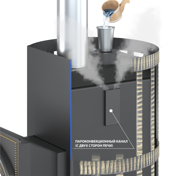 Печь-каменка СКИФ  СТАНДАРТ 22 дверца ДТ-4 встроенный парогенератор (12 - 24 м.куб)
