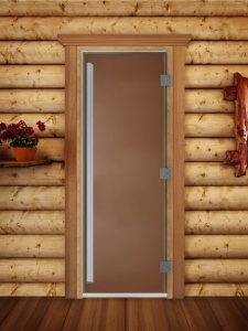 Дверь стеклянная ПРЕСТИЖ БРОНЗА МАТОВАЯ 800х2000 мм 3 пет,ст 8 мм,кор ОЛЬХА,ручка-алюм,магн DoorWood