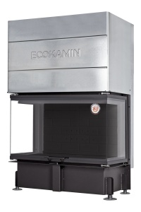 Топка ДЕЛЬТА 1000 с подовым горением принтинг по стеклу три стекла  d = 250 мм  (18 кВт) АКЦИЯ 20%