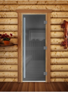 Дверь стеклянная ПРЕСТИЖ ГРАФИТ 800 х 2000 мм 3 петли,стекло 8 мм,короб ОЛЬХА, ручка-алюм, магнит DW