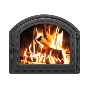 Дверца чугунная ВЕЗУВИЙ 217 крашеная со стеклом БРОНЗА (посадочный размер 337 х 405 мм)