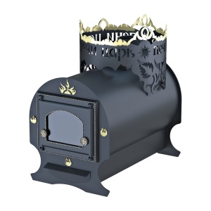 Печь-каменка ЦАРЬ - ЗАБАВА дверца со стеклом (10 - 15 м.куб)