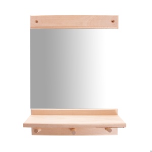 Зеркало 2 полочки и 4 крючка (500 х 400) ЛИПА