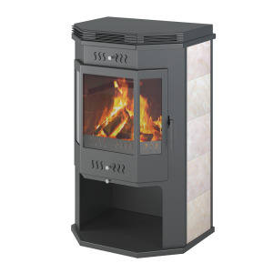 Печь-Камин ASTON Призматик С ЧУГУННОЙ ПЛИТОЙ 12 кВт  (200 м.куб.)