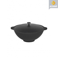 Казан чугунный  6л ВЕЗУВИЙ с ручкой с крышкой алюминиевой ПолиДекор 