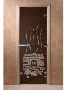 Дверь стеклянная БАНЬКА  ГРАФИТ 700 х 1900 мм 3 петли, стекло 8 мм, коробка ОСИНА, магнит, DoorWood