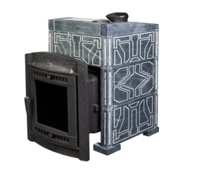 Печь-каменка чугунная АТМОСФЕРА L дверца со стеклом в облицовке ТАЛЬКОХЛОРИТ УЗОР № 7  (12-20 м.куб) Печь-каменка чугунная АТМОСФЕРА L дверца со стеклом в облицовке ТАЛЬКОХЛОРИТ УЗОР № 7  (12-20 м.куб)