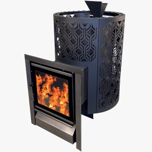 Печь-каменка НАРОДНАЯ 16 дверца КАМИН с закрытой каменкой сетка трансформер (8 - 16 м.куб)