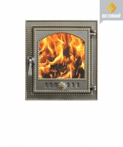 Дверца чугунная ВЕЗУВИЙ 210 крашеная со стеклом БРОНЗА  (посадочный размер 290 х 325 мм) Дверца чугунная ВЕЗУВИЙ 210 крашеная со стеклом БРОНЗА  (посадочный размер 290 х 325 мм)