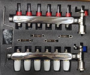 Коллектор с  6 выходами с расходомерами, воздухоотводчиками, кранами ALT-K Коллектор с  6 выходами с расходомерами, воздухоотводчиками, кранами ALT-K