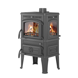 Печь-камин ВЕЗУВИЙ LV-12РS чугунная антрацит d = 120 мм (12 кВт)  (2)