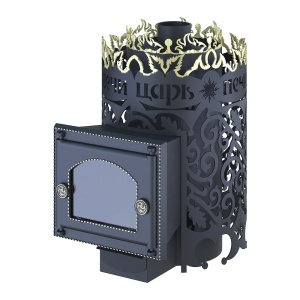 Печь-каменка ЦАРЬ - ВОЛЬГА чугунная дверца со стеклом (10 - 15 м.куб)