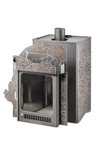 Печь-каменка КВАДРА ПФ дверца со стеклом в кожухе ДУБЫ (25 м.куб)