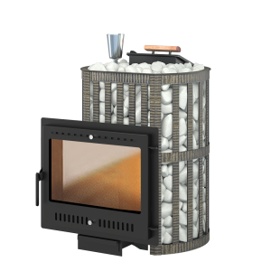 Печь-каменка  чугунная УРАГАН КОВКА 16 дверца ПАНОРАМА (8 - 18 м.куб) Печь-каменка  чугунная УРАГАН КОВКА 16 дверца ПАНОРАМА (8 - 18 м.куб)