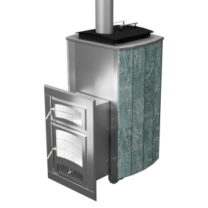 Печь-каменка нержавеющая ЧАРОДЕЙКА Русский пар дверца со стеклом ЗМЕЕВИК (18 - 30 м.куб)