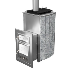 Печь-каменка нержавеющая ЧАРОДЕЙКА М Русский пар дверца со стеклом СЕРПЕНТЕНИТ (10 - 20 м.куб)