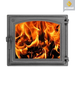 Дверца чугунная ВЕЗУВИЙ 240 крашеная АНТРАЦИТ (посадочный размер 340 х 410 мм)