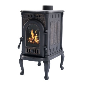 Печь-камин СИБИРЬ   6 чугунная с чугунной дверцей со стеклом Печь-камин СИБИРЬ   6 чугунная с чугунной дверцей со стеклом