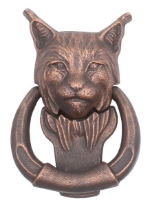 Ручка-стучалка дверная RLK 549 РР  РЫСЬ патина (ГБ: 116,5 х 171 х 42 мм) ЛИТКОМ