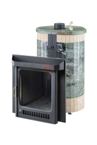 Печь-каменка МАКСИ ПФ дверца со стеклом в ламелях ЖАДЕИТ + ОКАМЕНЕВШЕЕ ДЕРЕВО (38 м.куб)