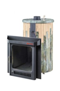 Печь-каменка ОПТИМА ПФ дверца со стеклом в ламелях ЖАДЕИТ + ОКАМЕНЕВШЕЕ ДЕРЕВО (28 м.куб) Печь-каменка ОПТИМА ПФ дверца со стеклом в ламелях ЖАДЕИТ + ОКАМЕНЕВШЕЕ ДЕРЕВО (28 м.куб)