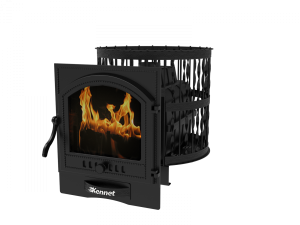 Печь-каменка  чугунная КЕННЕТ БАСТИОН 22  СЕТКА ковка дверца 505 (18 - 22 м.куб)