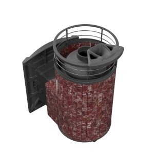 Печь-каменка чугунная АТМОСФЕРА L  в ламелях РОССО ЛЕВАНТО NEW + тоннель  (12-20 м.куб) Печь-каменка чугунная АТМОСФЕРА L  в ламелях РОССО ЛЕВАНТО NEW + тоннель  (12-20 м.куб)